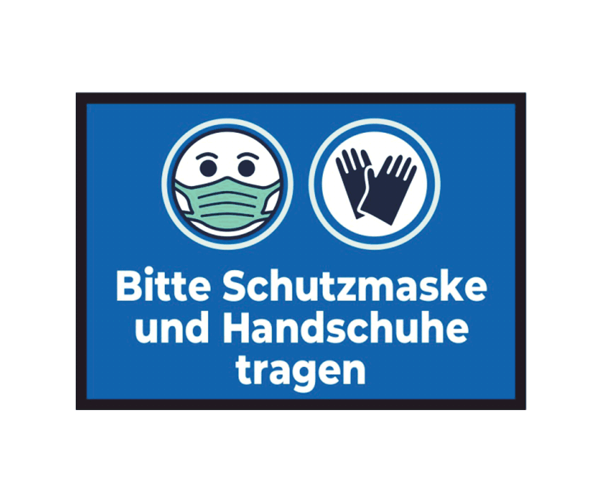 Fußmatte "Bitte Schutzmaske und Handschuhe tragen", querformat, verschiedene Abmessungen