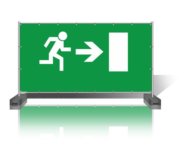 Bauzaunbanner Motiv Notausgang "rechts"