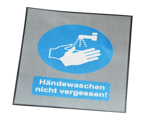 bedruckte Fußmatte Hände waschen nicht vergessen