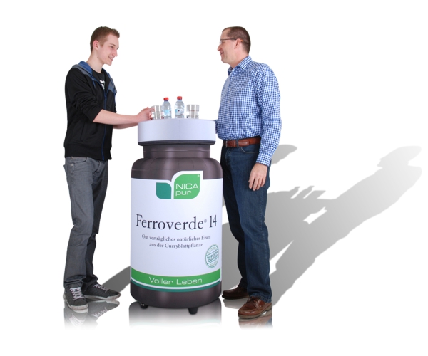 Aufblasbare Theke in Form einer Produktnachbildung