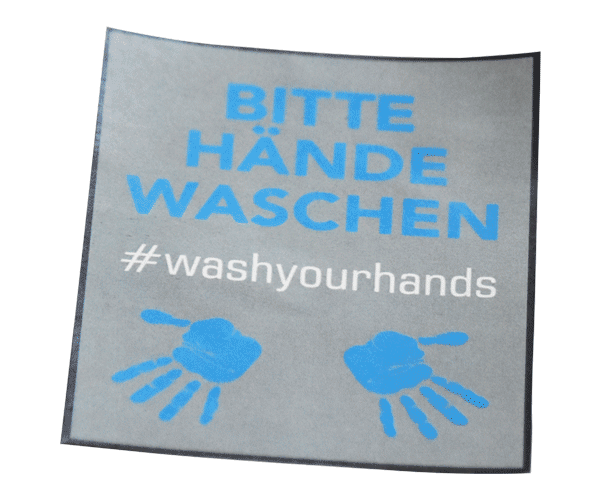 bedruckte Fußmatte Bitte Händewaschen!