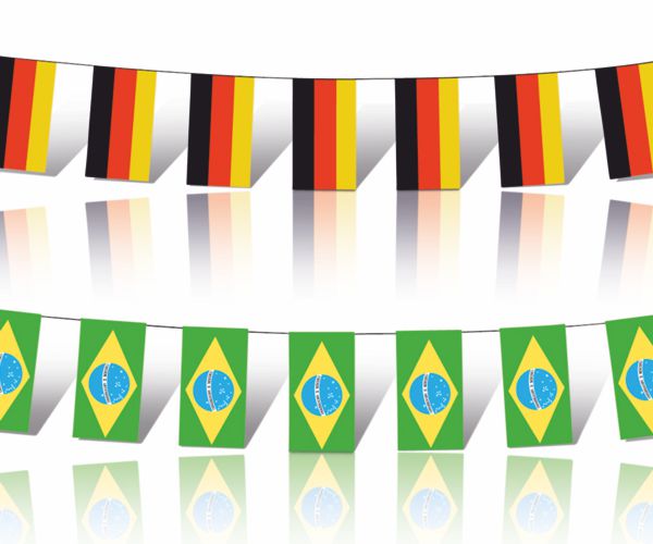 Wimpelkette - Fahnenkette mit Ländermotiv Deutschland/Brasilien