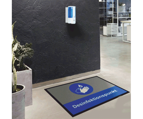Fußmatte -Desinfektionspunk-, machen Sie Ihe Desinfektionsspender für jeden sichtbar