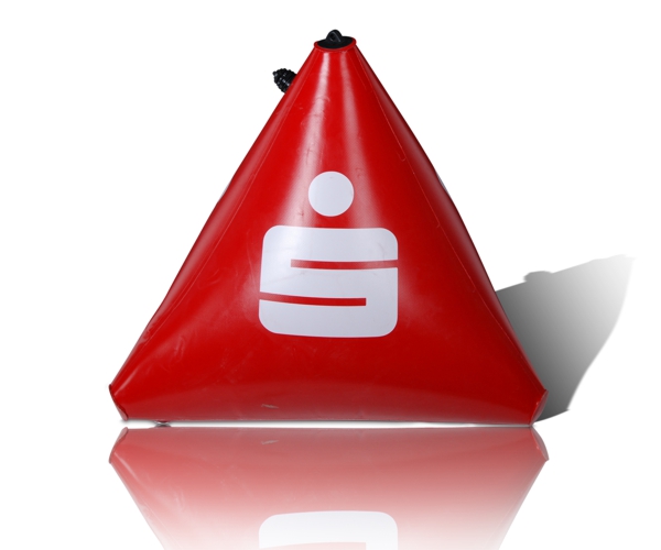 Aufblasbare Boje Dreiecksform, Werbeartikel bedrucken